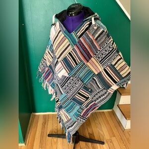 Boho reversible festival poncho